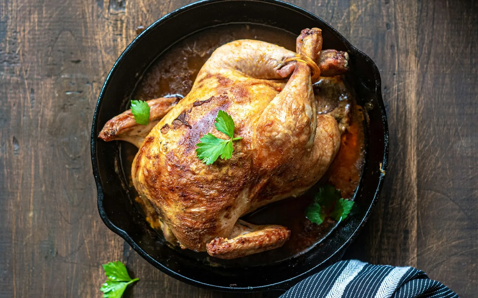 Roasted chicken with potatoes and herbs