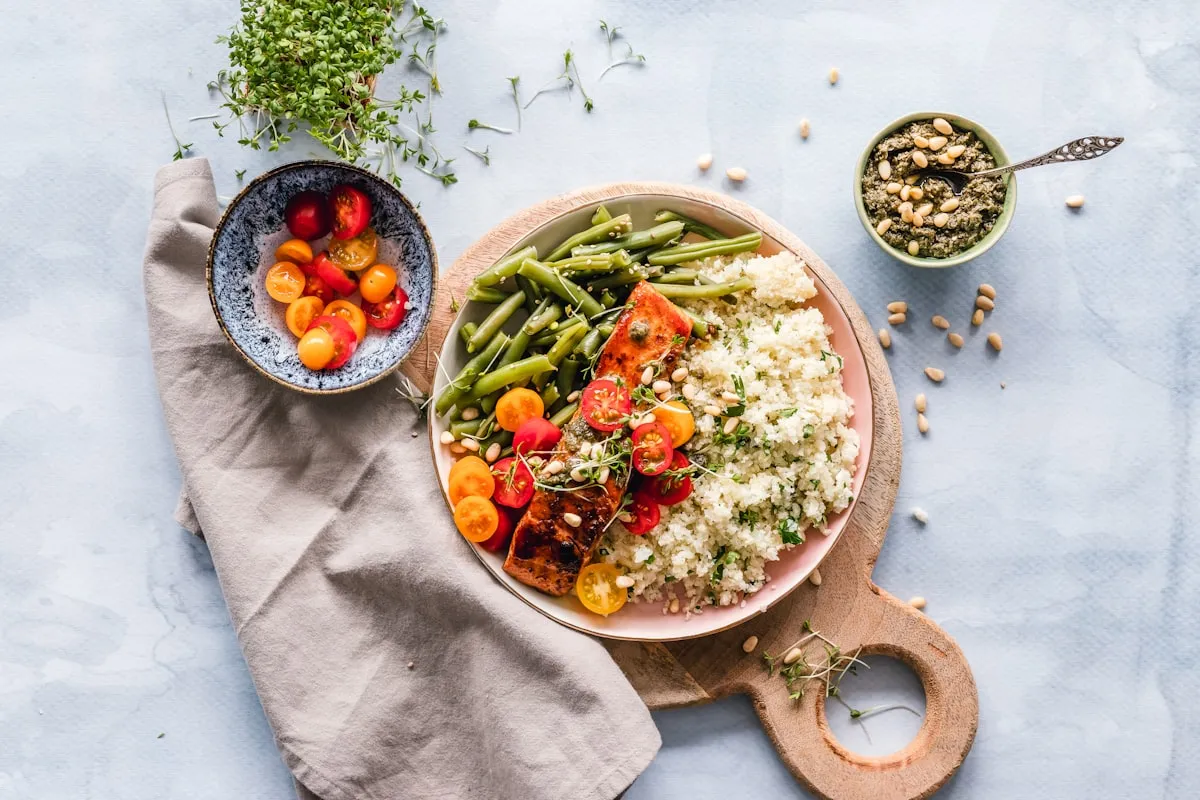 A rustic bowl of soup with herbs